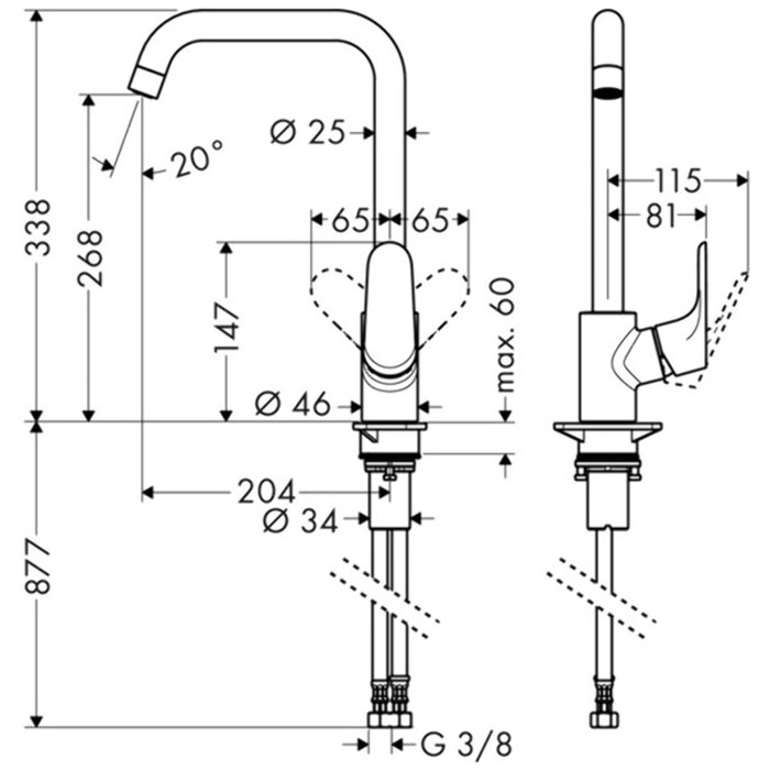 Mitigeur de cuisine Focus M41 bec haut 260, chromé