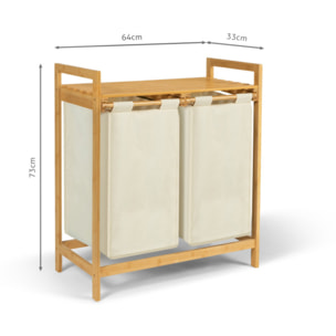 Panier à linge Maya 2 compartiments bambou