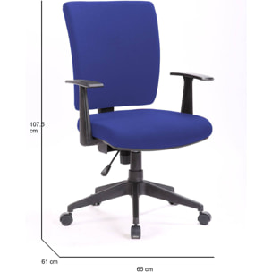 Sedia da ufficio Palmerston, Poltrona direzionale con braccioli, Seduta ergonomica da ufficio, 61x65h98/108 cm, Blu