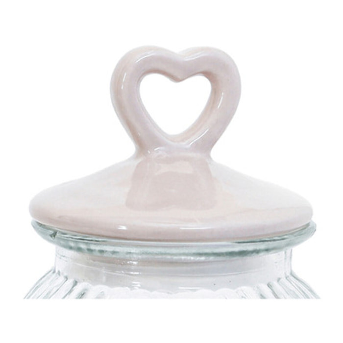 Barattolo in vetro con tappo in ceramica a cuore, contenitore alimenti trasparente, ideale per zucchero caffè biscotti e pasta, design elegante e pratico, organizer cucina resistente, facile da pulire