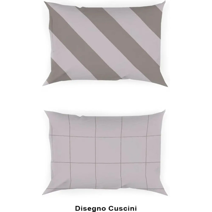 Coppia Federe per cuscini letto ELITE BEIGE 100% Cotone e Made in Italy a righe moderno