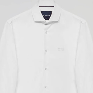 Camisa superslim fit blanca de algodón con logo Polo Club