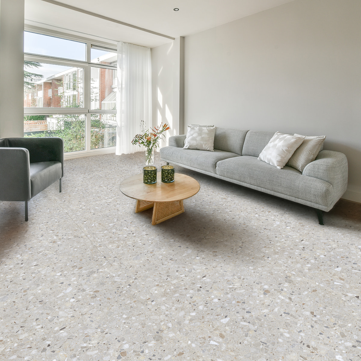 Revêtement sticker sol - TERRAZZO - Rouleau adhésif Protection Anti-dérapant
