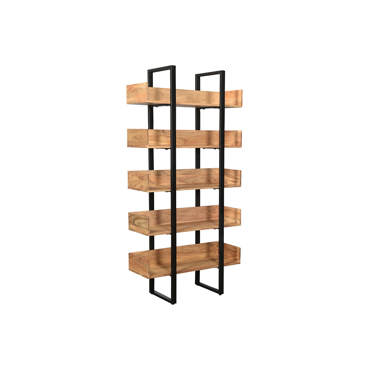 Bibliothèque industrielle en bois massif et métal noir L90 cm TAO