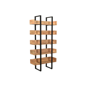 Bibliothèque industrielle en bois massif et métal noir L90 cm TAO
