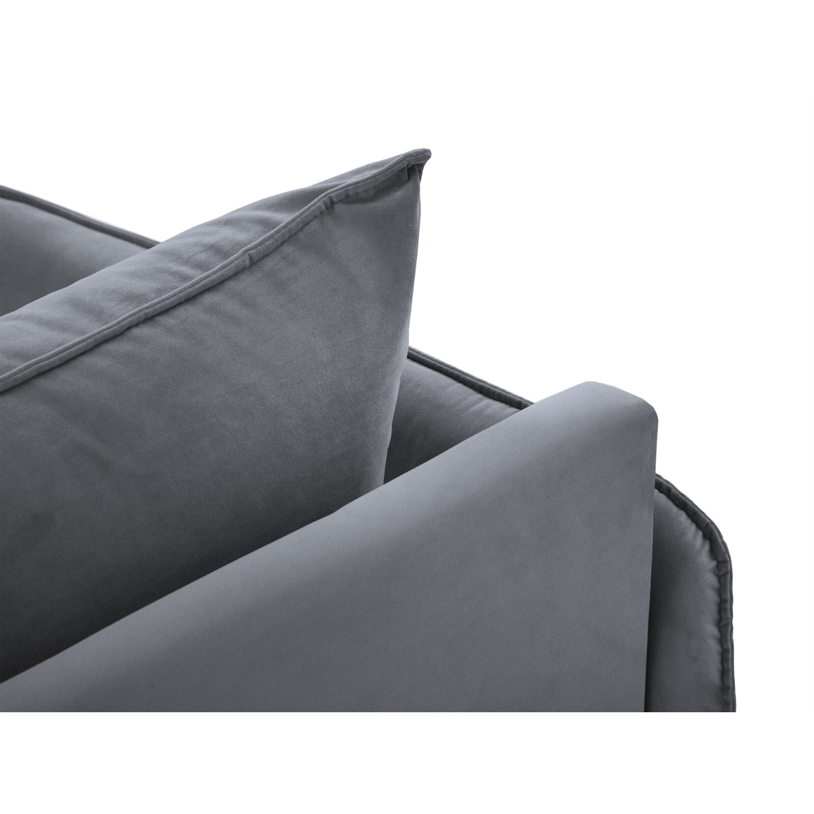 Méridienne droite "Vienna" en velours bleu gris