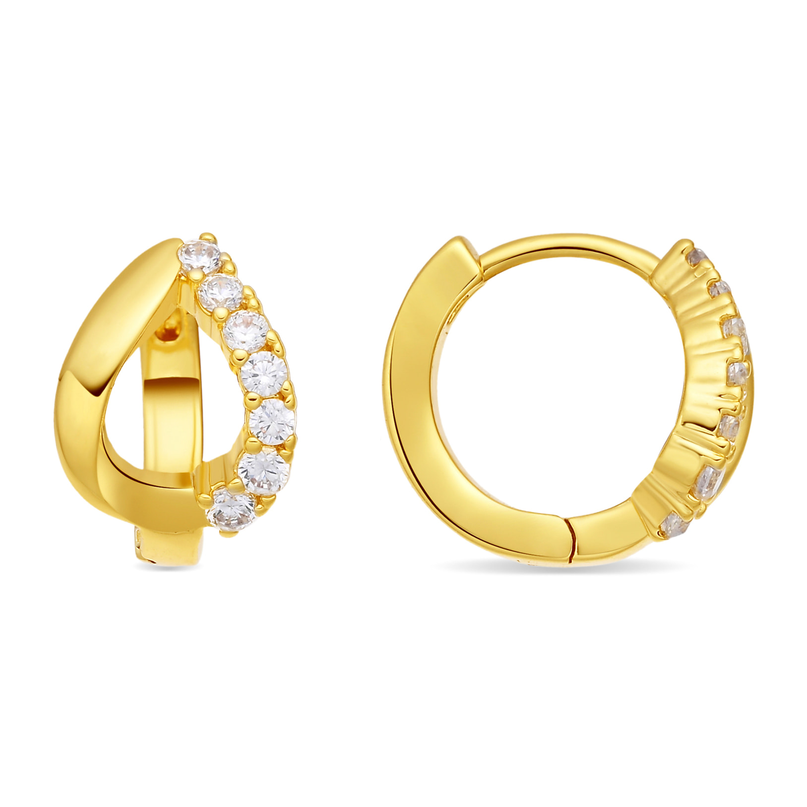 Pendientes de Circonita Brillante acabado en oro amarillo de 18k