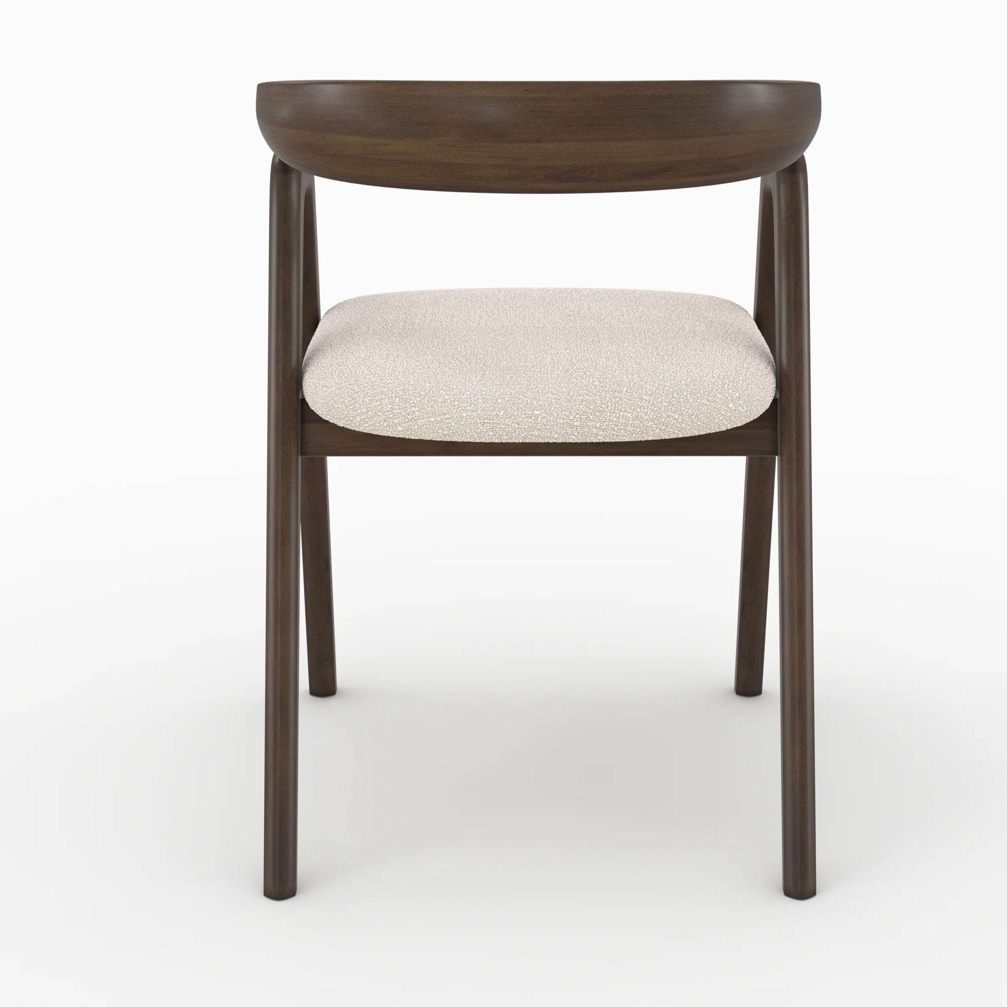 Chaise en bois d'hévéa foncé et tissu bouclé crème - Hawa