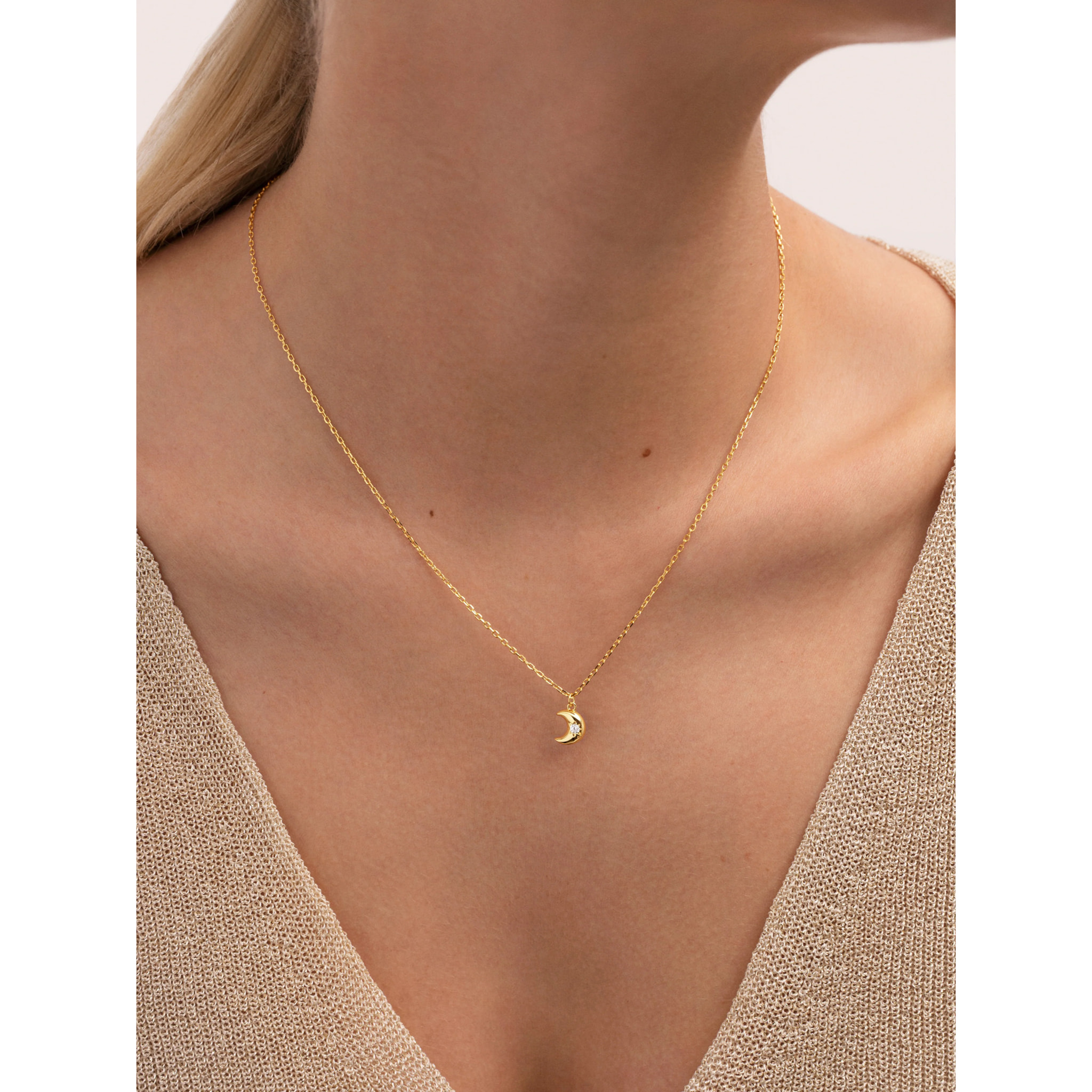 Collana Little Moon Spark Argento Placcato Oro