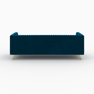 Ensemble canapé et fauteuil en velours bleu 3 places - Gatsby