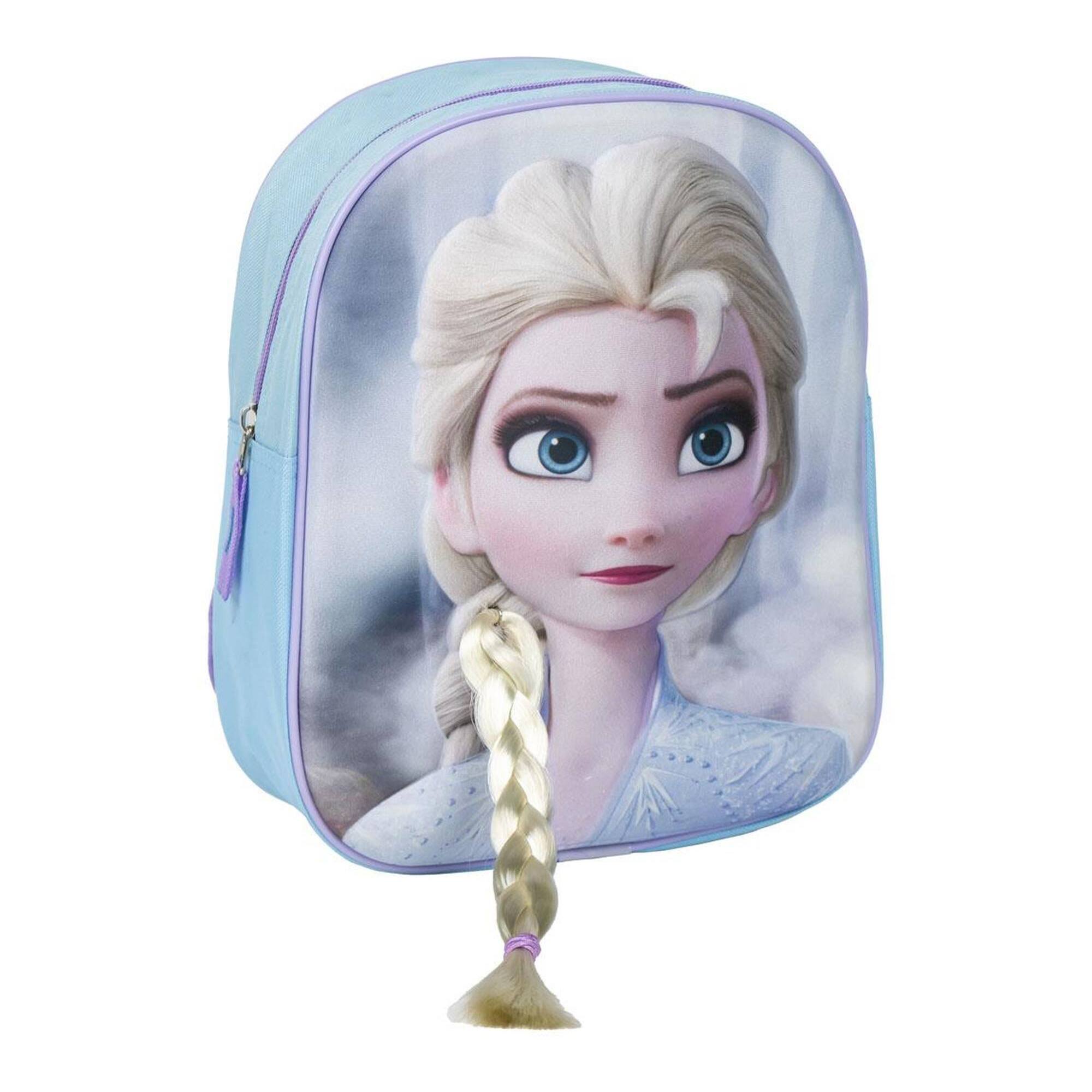 Mochila infantil 3d aplicaciones frozen, unisex niños, azul claro, pequeña