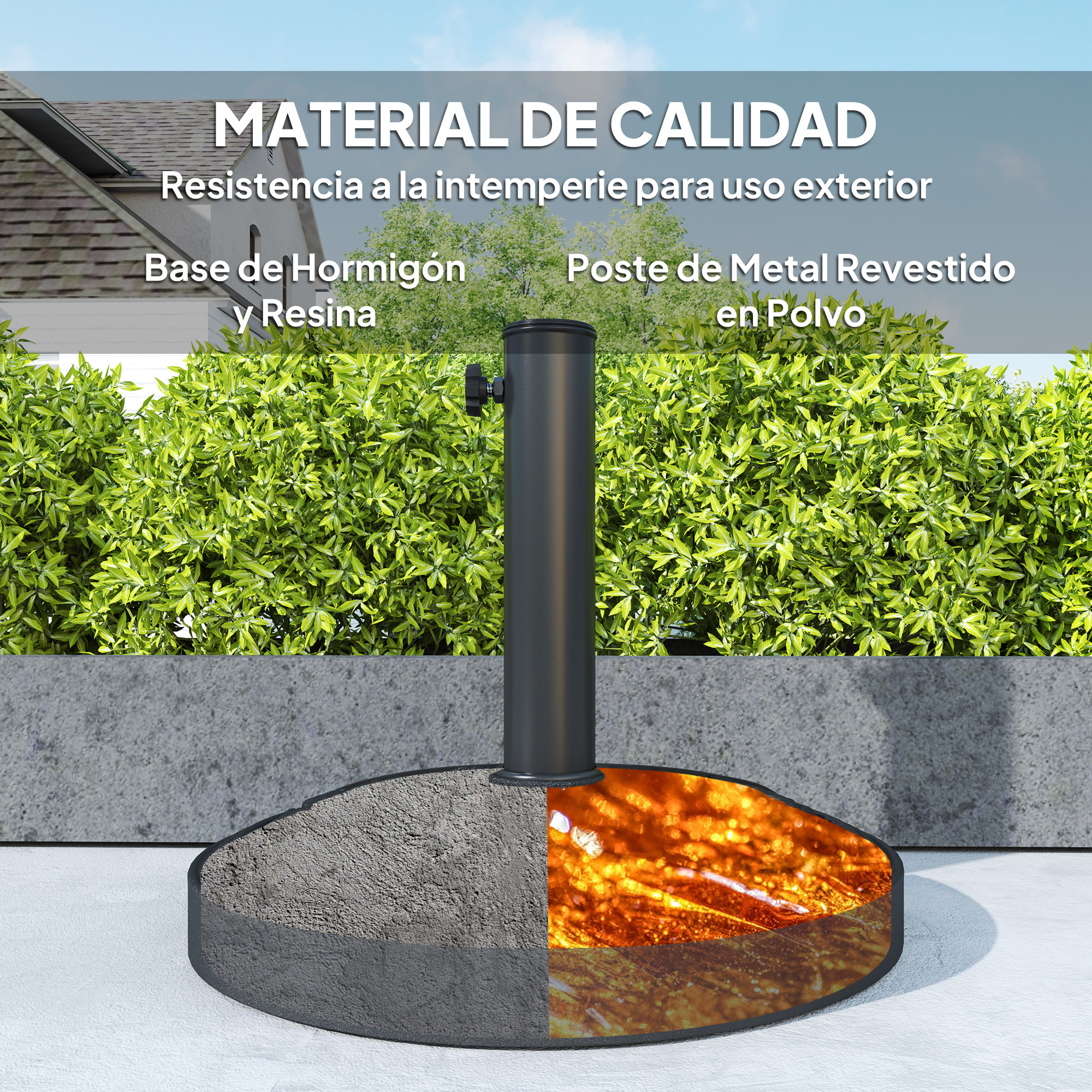 Base para Sombrilla Semicircular Soporte para Parasol Pie para Sombrilla con Relleno de Cemento Peso 12 kg para Jardín Terraza Negro