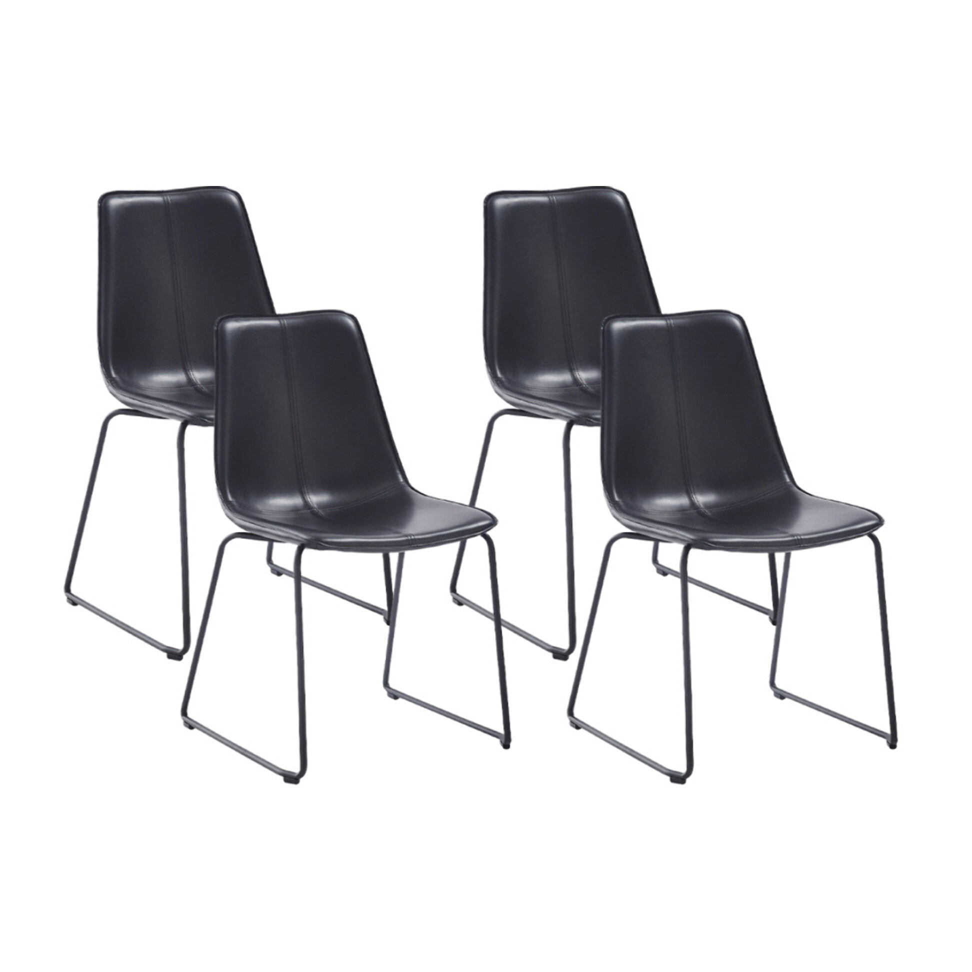 Cuzco - lot de 4 chaises - en simili cuir - Noir