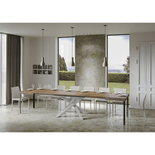 Mesa extensible 90x130/390 cm Volantis Nogal estructura blanco