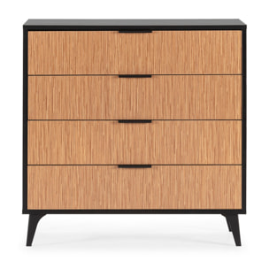 Cómoda de noche Denis 4 cajones color Negro/Madera