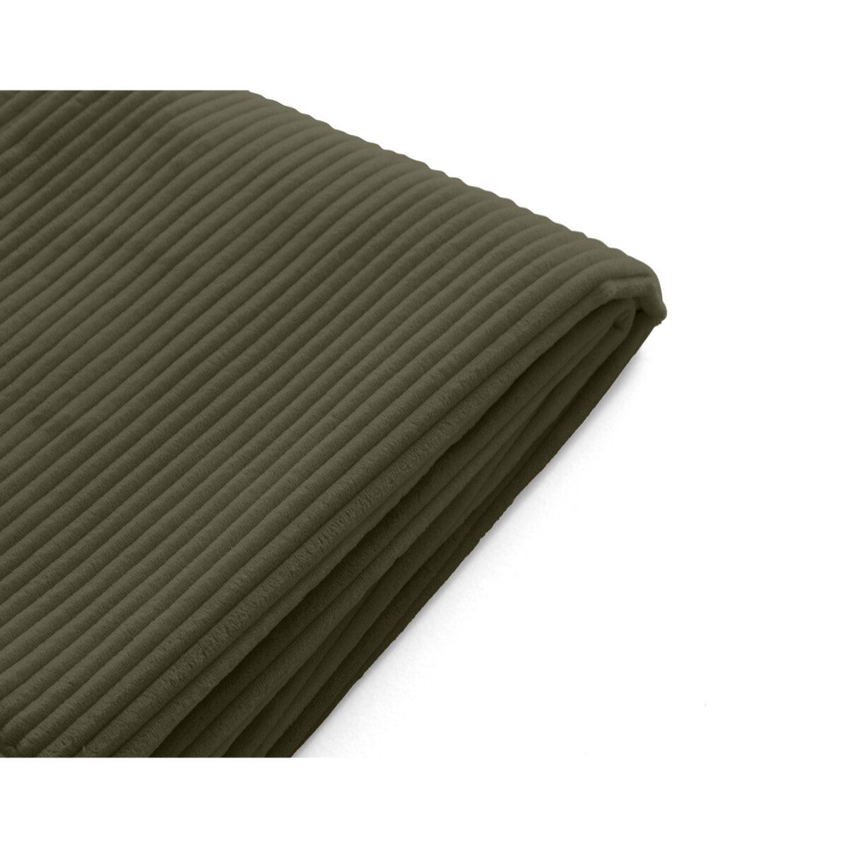 Housses en velours côtelé pour canapé Calgary d'angle 3 places + 1 pouf - Vert Kaki