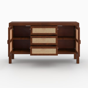 Buffet en bois de manguier et cannage - Tiki