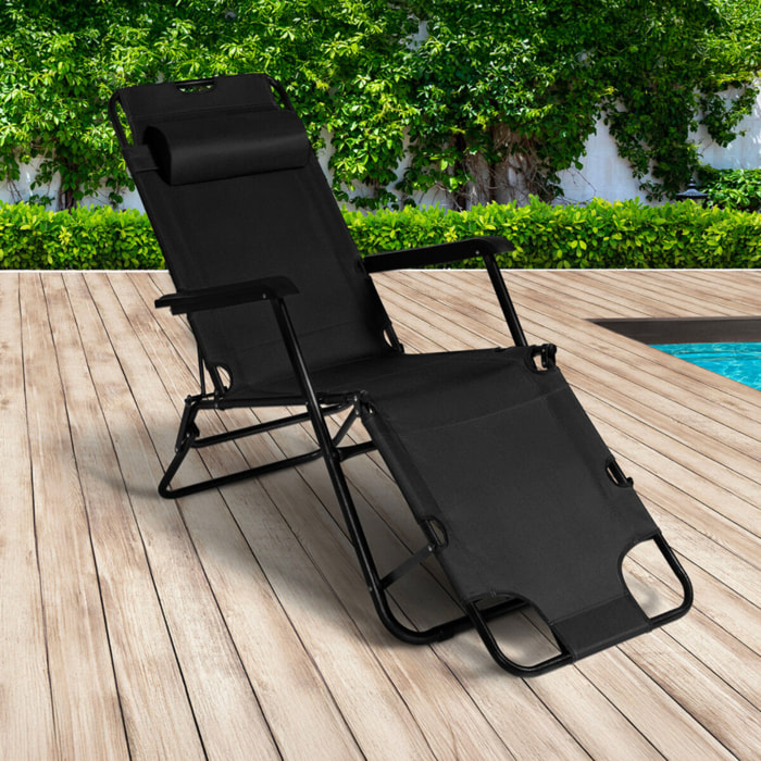 Fauteuils de jardin Relax double position noirs - lot de 2