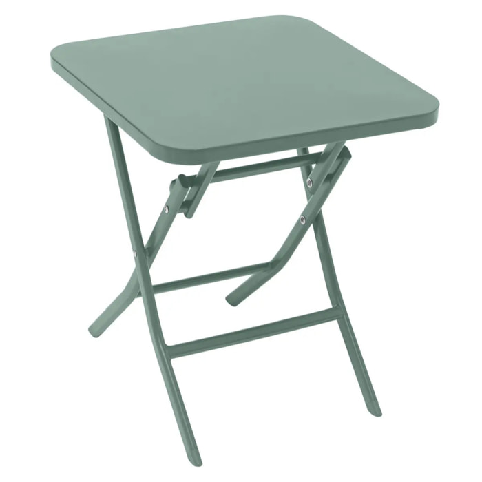 Table d'appoint de jardin carrée "Greensboro" vert olive 40x40cm en acier traité époxy