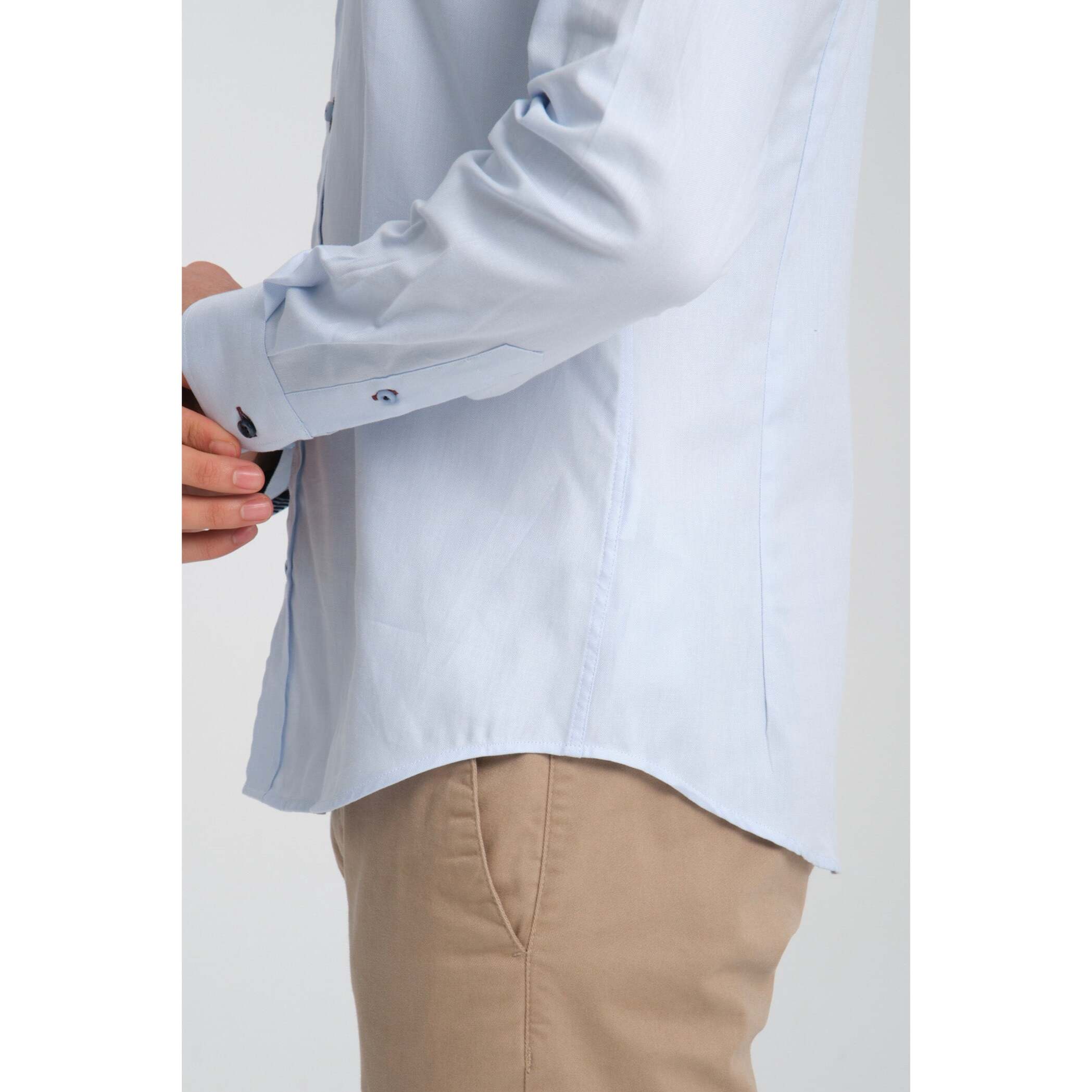Camicia Uomo Botton Down Slim Oxford unito Celeste