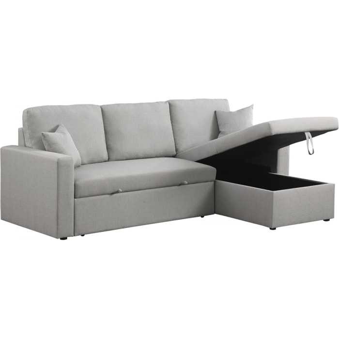 Canapé d'angle convertible/ réversible avec coffre "Alain" - 3 places - Gris clair