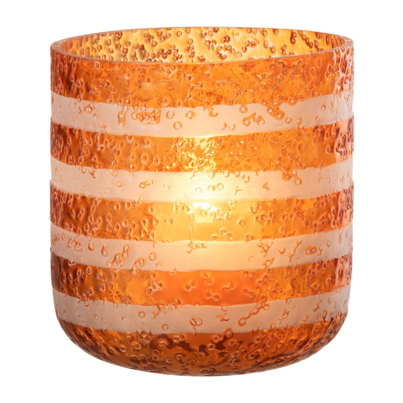 J-Line photophore Lignes - verre - orange/blanc - large