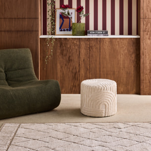 Pouf rond bouclette tuftée NUBA