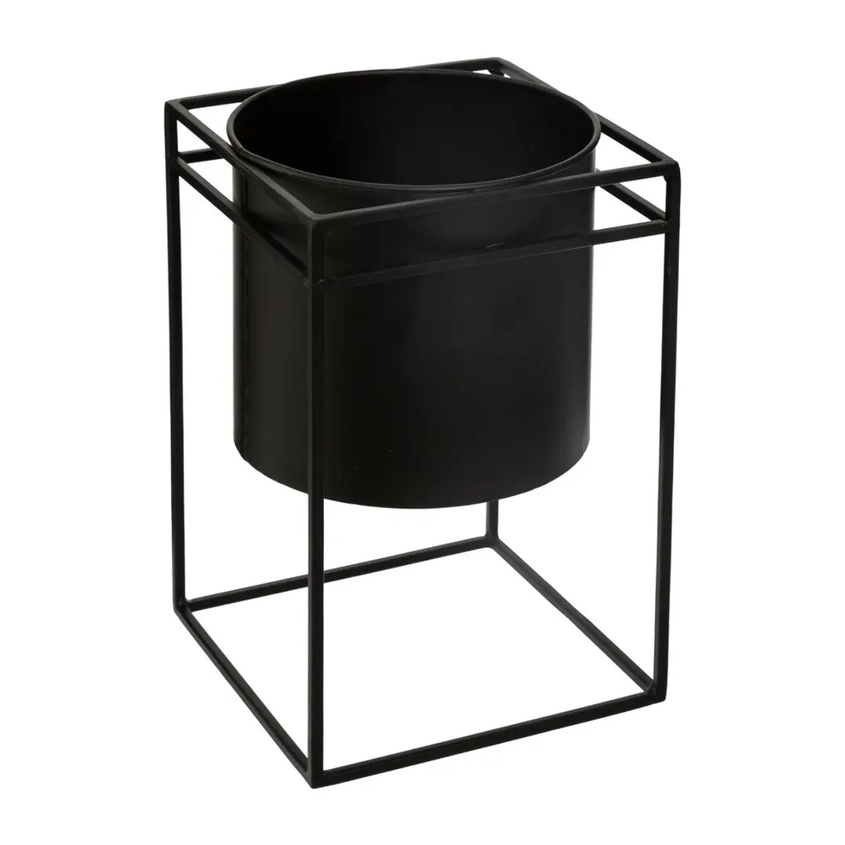 Set de 2 pots avec support - métal - noir