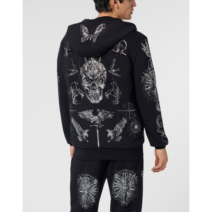 PHILIPP PLEIN Zip Hoodie Tattoo Stones