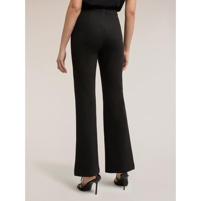 Motivi - Pantalones acampanados en punto milano - Negro