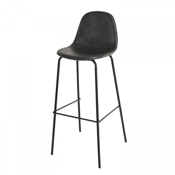 AUGUSTIN - Lot de 2 tabourets de bar John noir hauteur d'assise 80cm