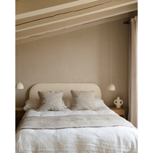 Tête de lit déhoussable en velours côtelé blanc cassé en différentes tailles