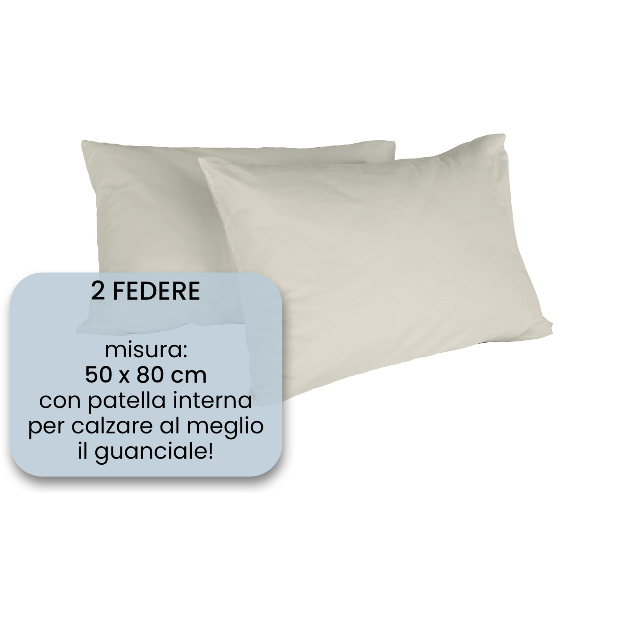 COPPIA FEDERE MAX COLOR, 100% Cotone, Made in Italy - PANNA