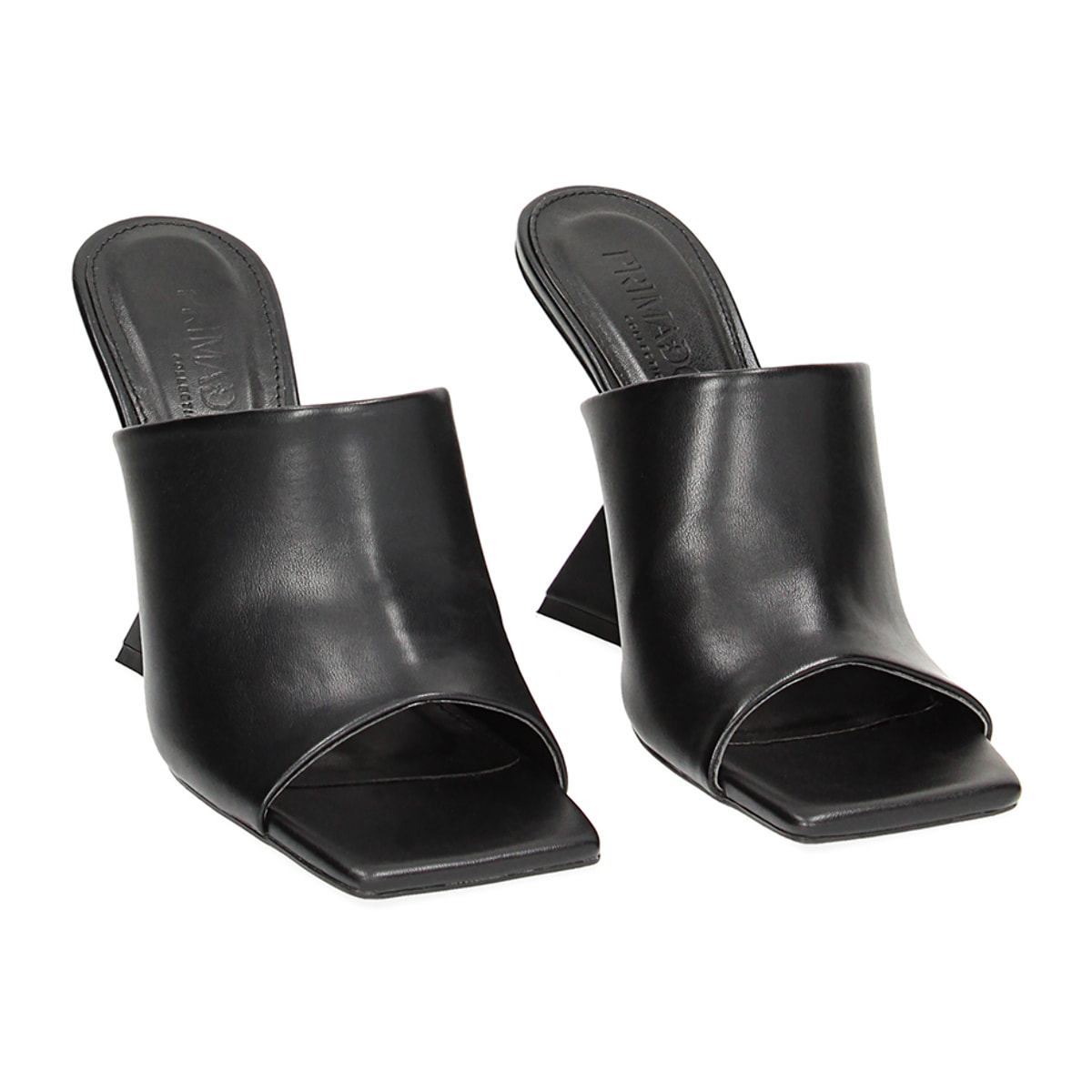 Mules Open Toe nere in tessuto