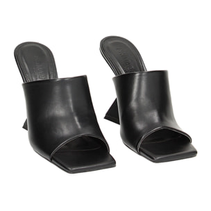 Mules Open Toe nere in tessuto