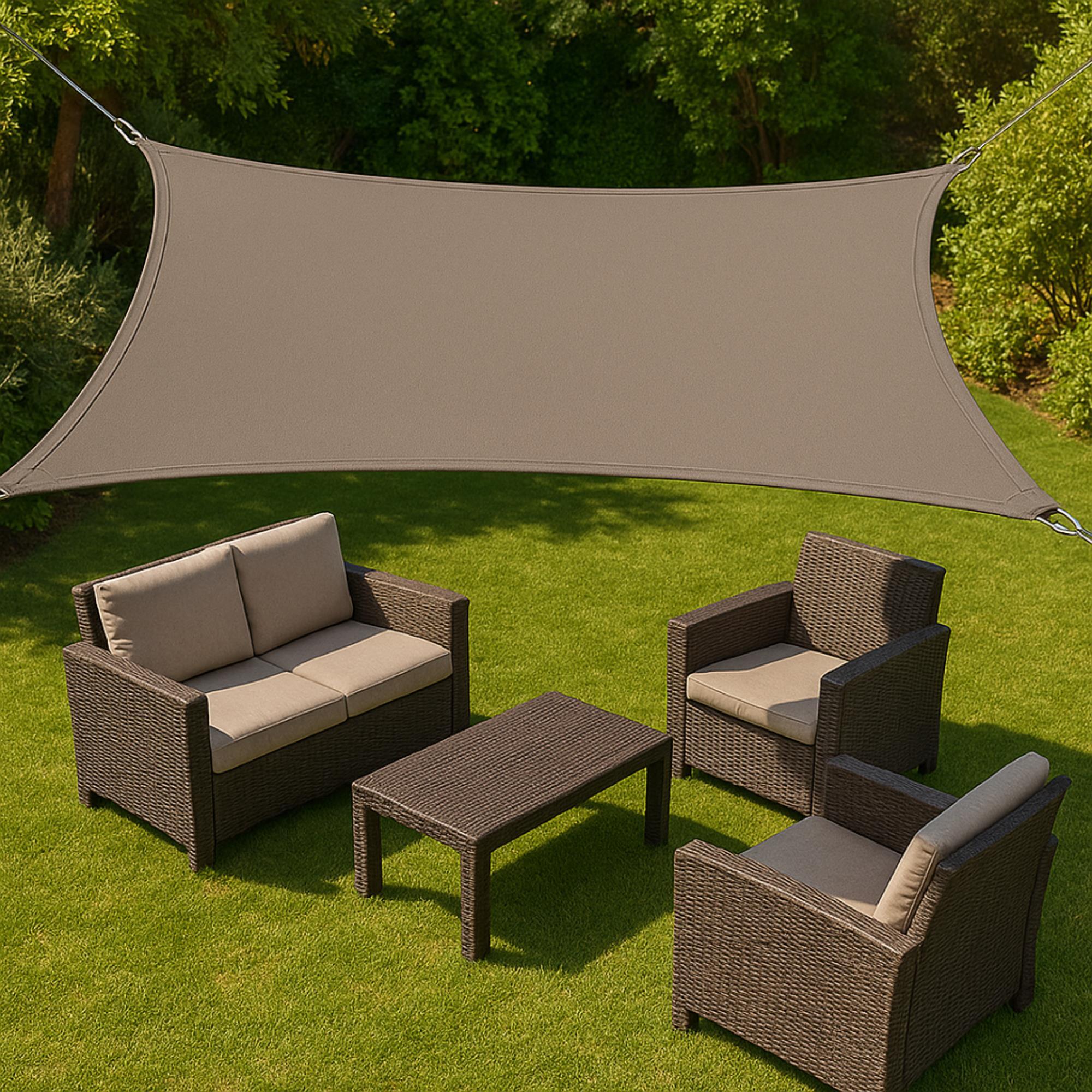 Well Home Paño de Sombra Cuadrado 30x30cm en Poliéster Topo con UPF 50+ y Ganchos de Metal