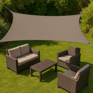 Well Home Paño de Sombra Cuadrado 30x30cm en Poliéster Topo con UPF 50+ y Ganchos de Metal