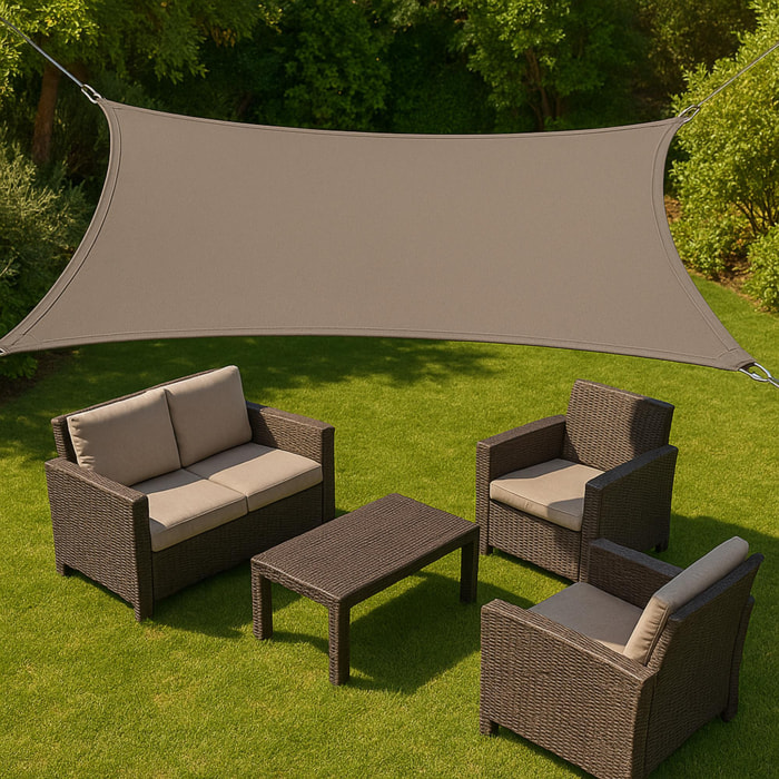 Well Home Paño de Sombra Cuadrado 30x30cm en Poliéster Topo con UPF 50+ y Ganchos de Metal