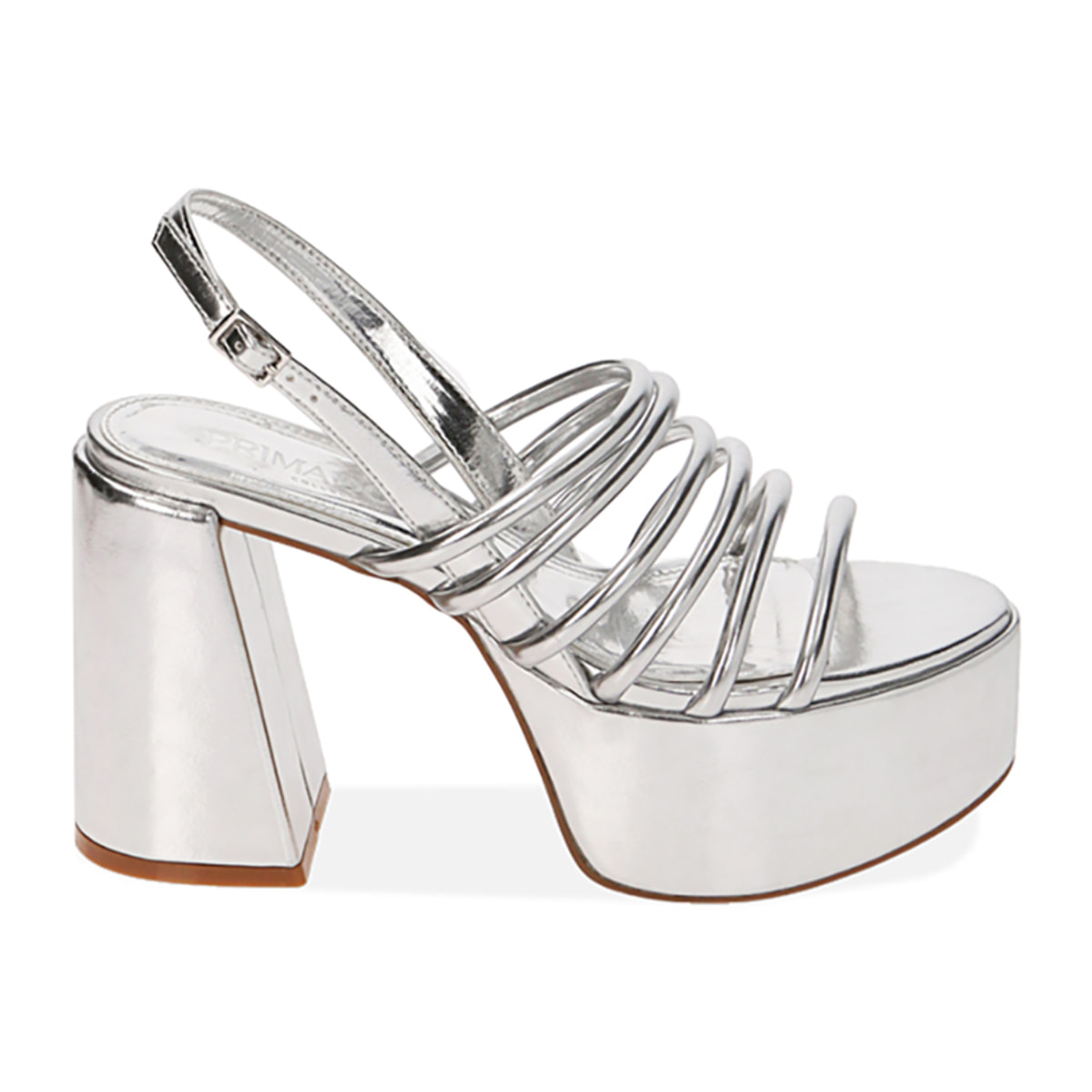 Sandali platform argento, tacco 10,5 cm