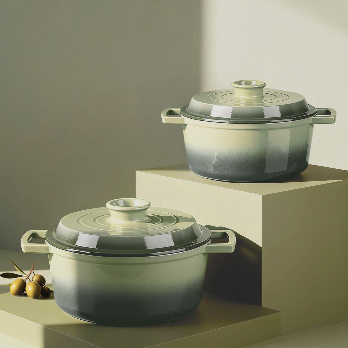 Cocotte en fonte ronde   - "Masseiron Olivine"