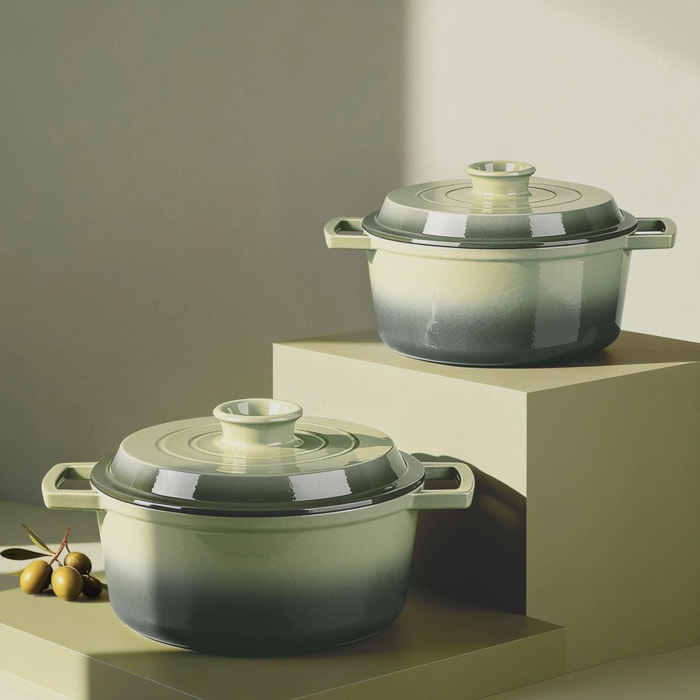 Cocotte en fonte ronde   - "Masseiron Olivine"