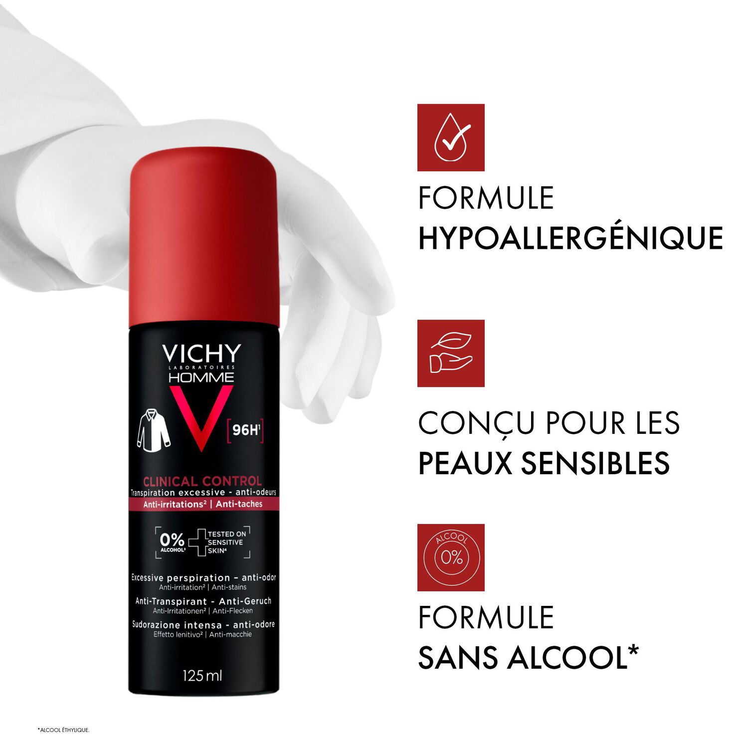 Vichy Homme - Anti-Transpirant Extrême 96h pour Homme