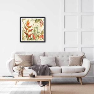 Affiche Oiseaux du paradis en aquarelle Affiche + cadre en bois - Noir