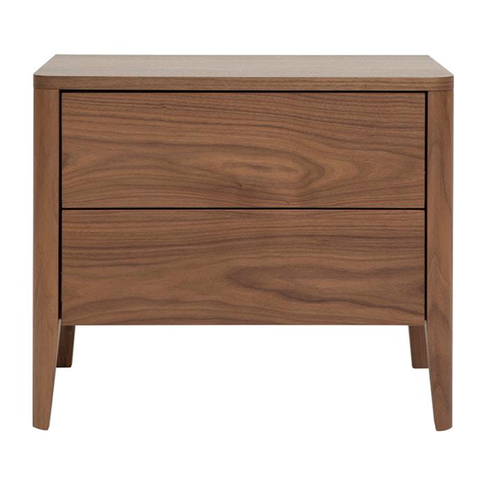Table de chevet avec rangements 2 tiroirs bois foncé noyer BENJA