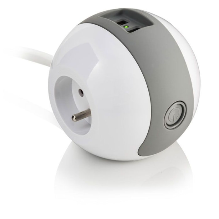 Multiprise USB WATT AND CO Wattball Blanc - Gris