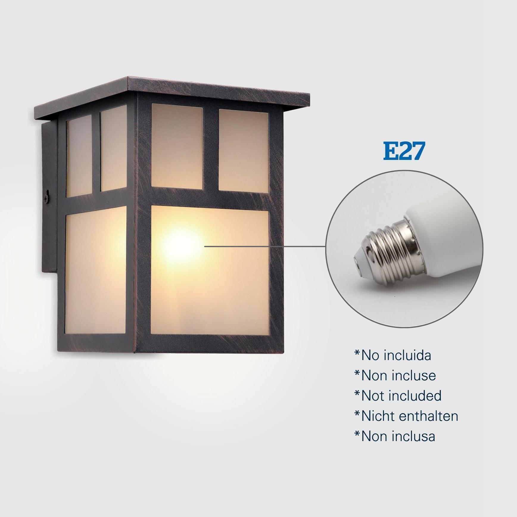 Osaka (6 unidades) Aplique de Pared Exterior Rústico de Estilo Japonés. Bombilla E27. Lámpara Jardín IP23 Marrón Óxido