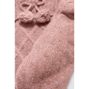 Calzini antiscivolo in pelle di pecora rosa