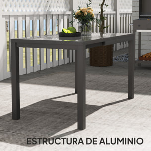 Mesa de Jardín Extensible Mesa de Comedor Exterior Ajustable 85-125 cm con Borde de Aluminio Carga 70 kg Mesa Rectangular para 4-6 Personas para Patio Terraza Gris Oscuro