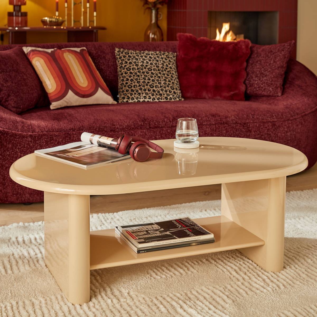 Table basse Douglas ovale 60x110cm beige