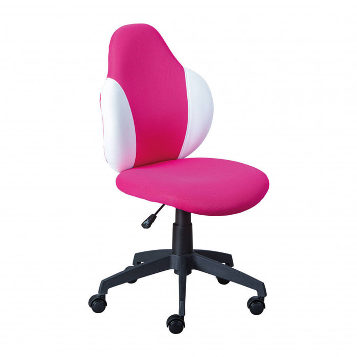 Sedia da ufficio regolabile in altezza con seduta in morbido tessuto lampone e bianco, 56 x 58 x 92, Rosa